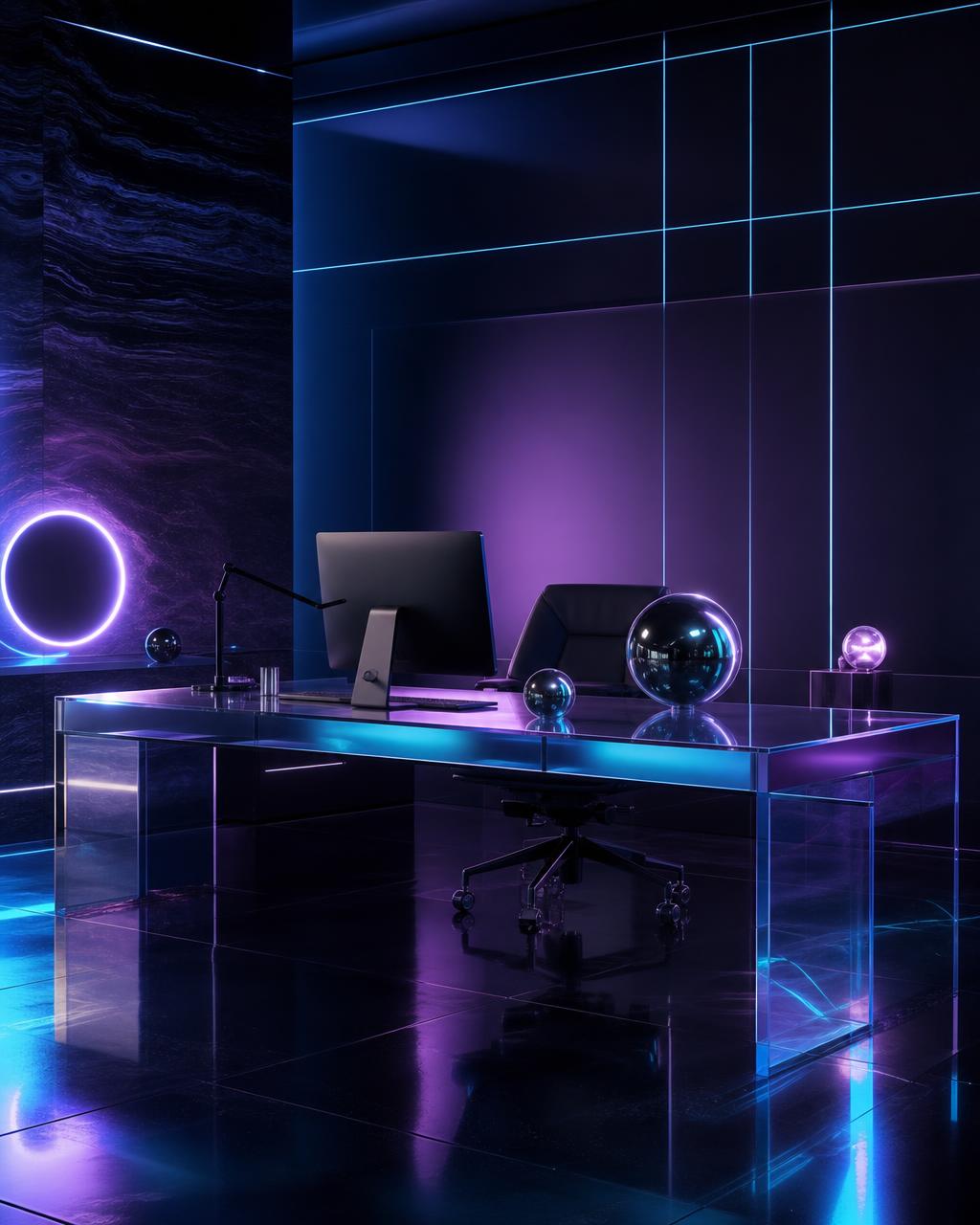 Modern workspace for a futuristic web and SEO agency